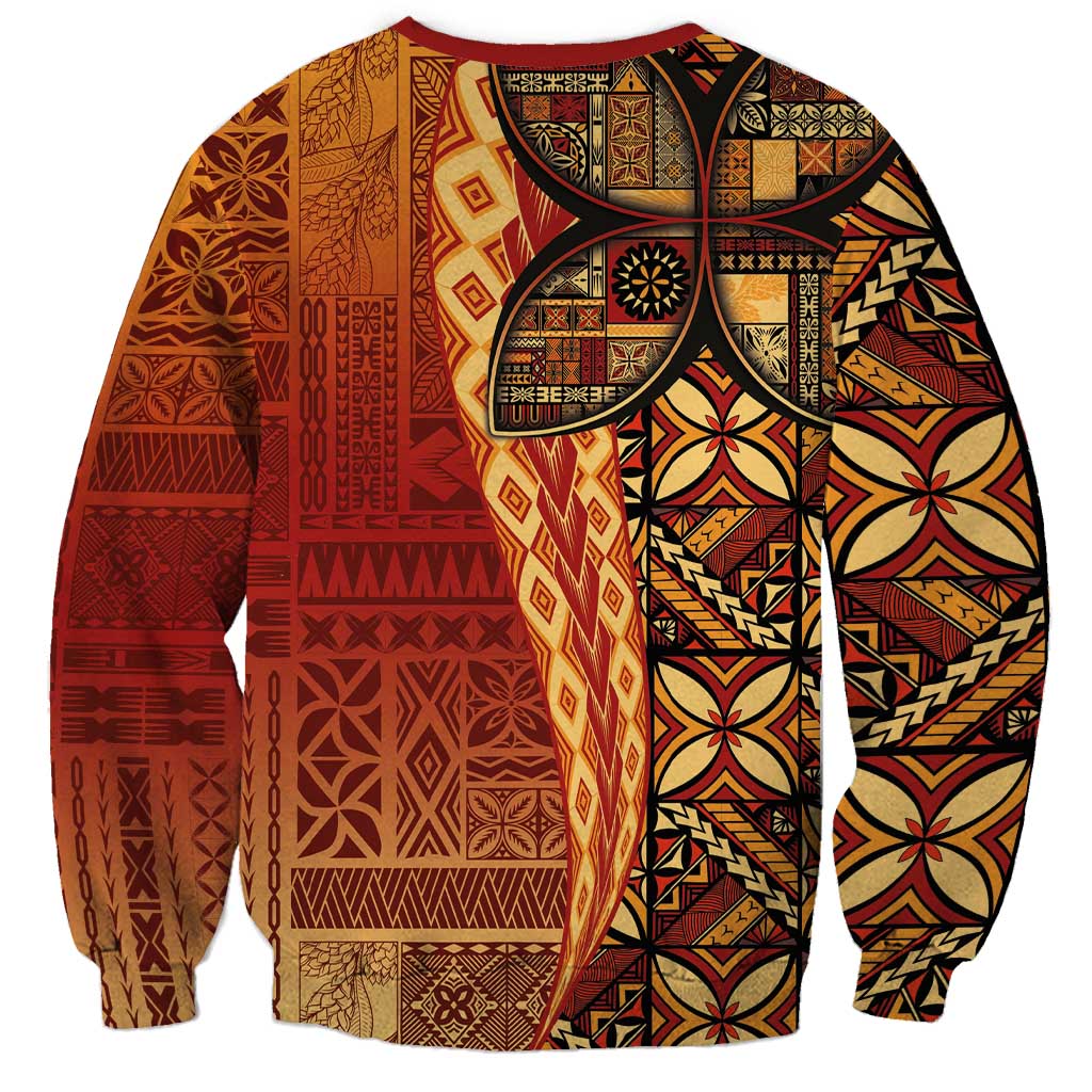 Samoan Pacific Tribal Flower Geometric Art Tattoos Sweatshirt Siapo Pattern Flame Sunset LT03 - Polynesian Pride