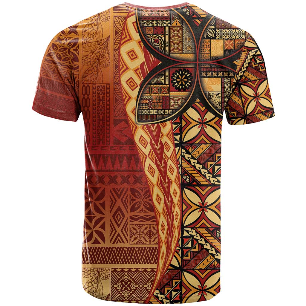 Samoan Pacific Tribal Flower Geometric Art Tattoos T Shirt Siapo Pattern Flame Sunset - Polynesian Pride