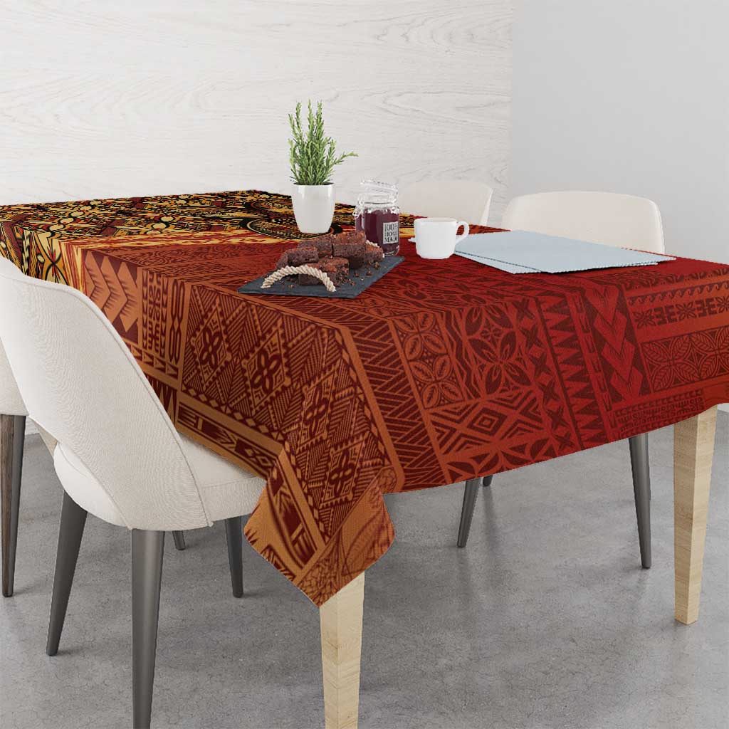 Samoan Pacific Tribal Flower Geometric Art Tattoos Tablecloth Siapo Pattern Flame Sunset LT03 - Polynesian Pride