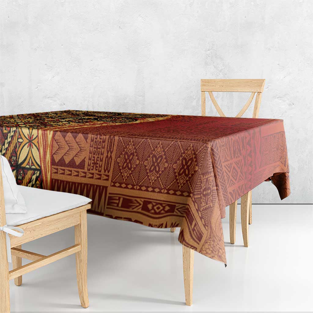 Samoan Pacific Tribal Flower Geometric Art Tattoos Tablecloth Siapo Pattern Flame Sunset LT03 - Polynesian Pride