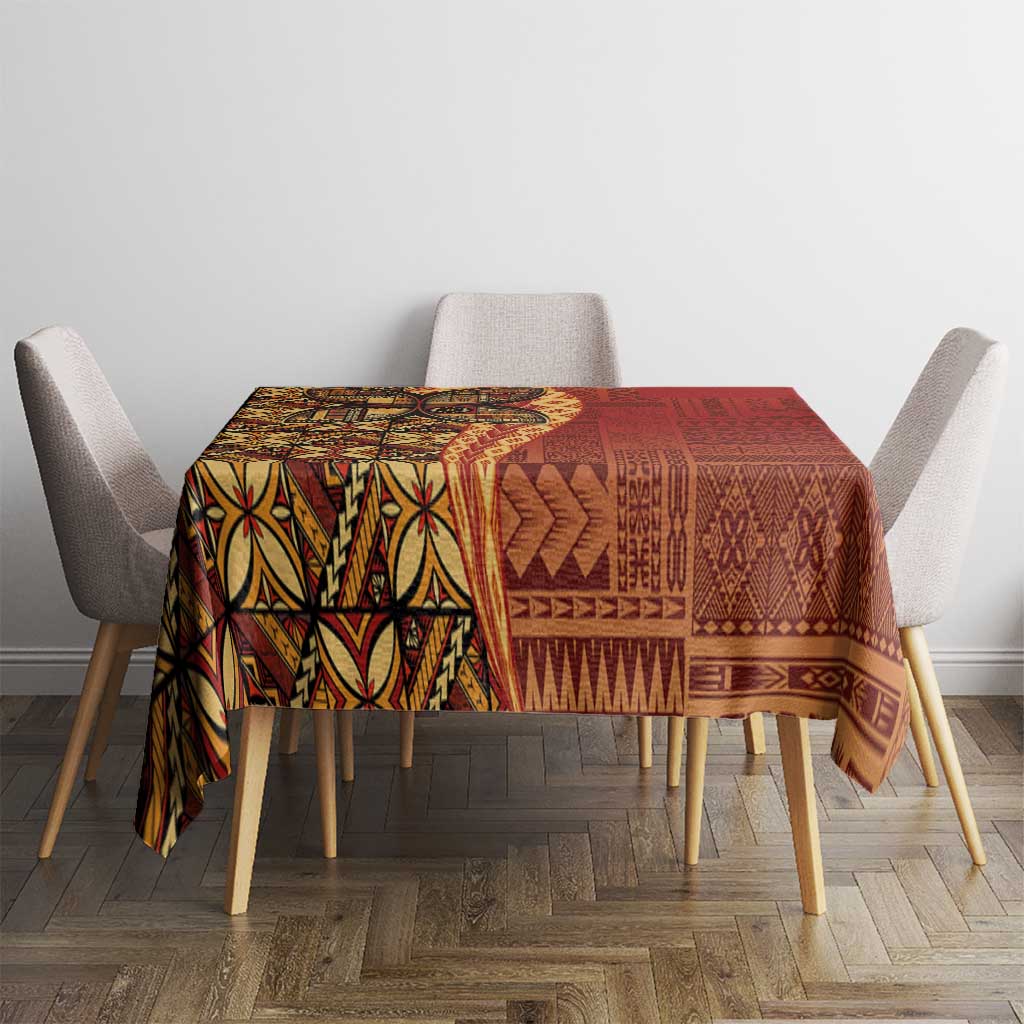 Samoan Pacific Tribal Flower Geometric Art Tattoos Tablecloth Siapo Pattern Flame Sunset LT03 - Polynesian Pride