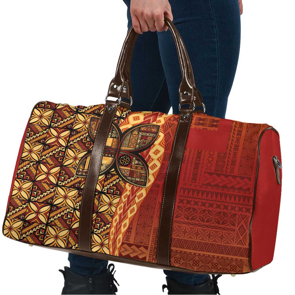 Samoan Pacific Tribal Flower Geometric Art Tattoos Travel Bag Siapo Pattern Flame Sunset - Polynesian Pride