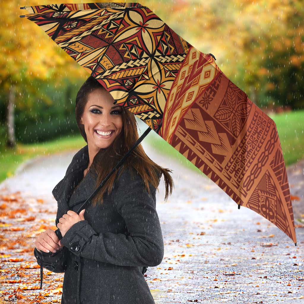 Samoan Pacific Tribal Flower Geometric Art Tattoos Umbrella Siapo Pattern Flame Sunset - Polynesian Pride