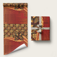 Samoan Pacific Tribal Flower Geometric Art Tattoos Wrapping Paper Siapo Pattern Flame Sunset - Polynesian Pride