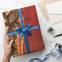 Samoan Pacific Tribal Flower Geometric Art Tattoos Wrapping Paper Siapo Pattern Flame Sunset - Polynesian Pride