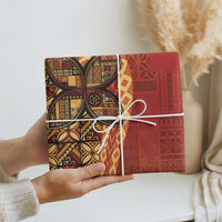 Samoan Pacific Tribal Flower Geometric Art Tattoos Wrapping Paper Siapo Pattern Flame Sunset - Polynesian Pride