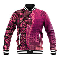Samoan Pacific Tribal Flower Geometric Art Tattoos Baseball Jacket Siapo Pattern Romantic Rose LT03 Unisex Pink - Polynesian Pride