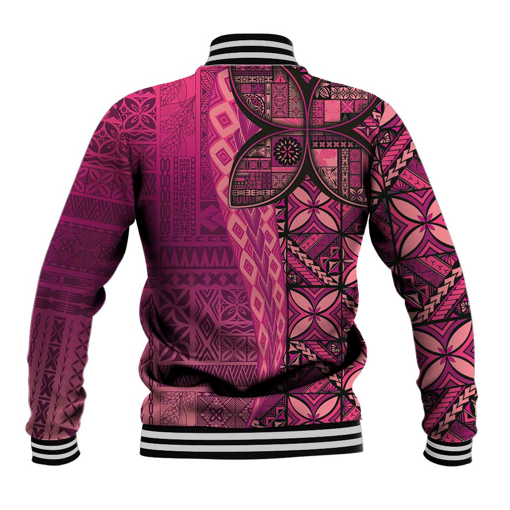 Samoan Pacific Tribal Flower Geometric Art Tattoos Baseball Jacket Siapo Pattern Romantic Rose LT03 - Polynesian Pride