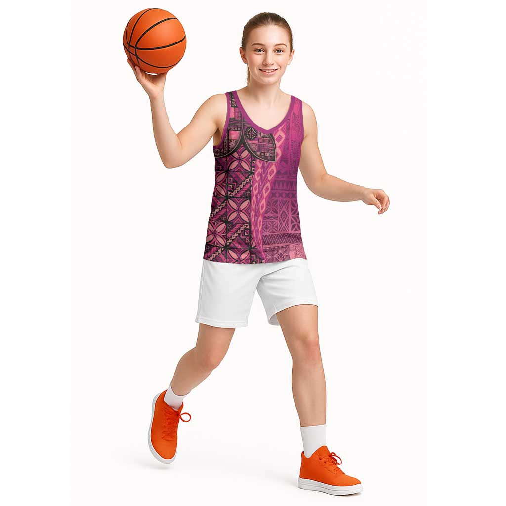 Samoan Pacific Tribal Flower Geometric Art Tattoos Basketball Jersey Siapo Pattern Romantic Rose LT03 - Polynesian Pride