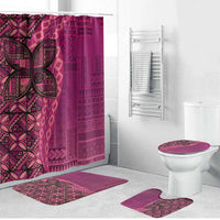 Samoan Pacific Tribal Flower Geometric Art Tattoos Bathroom Set Siapo Pattern Romantic Rose - Polynesian Pride