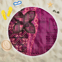 Samoan Pacific Tribal Flower Geometric Art Tattoos Beach Blanket Siapo Pattern Romantic Rose LT03 One Size 150cm Pink - Polynesian Pride