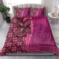 Samoan Pacific Tribal Flower Geometric Art Tattoos Bedding Set Siapo Pattern Romantic Rose - Polynesian Pride