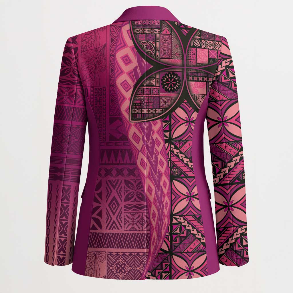 Samoan Pacific Tribal Flower Geometric Art Tattoos Blazer Siapo Pattern Romantic Rose - Polynesian Pride