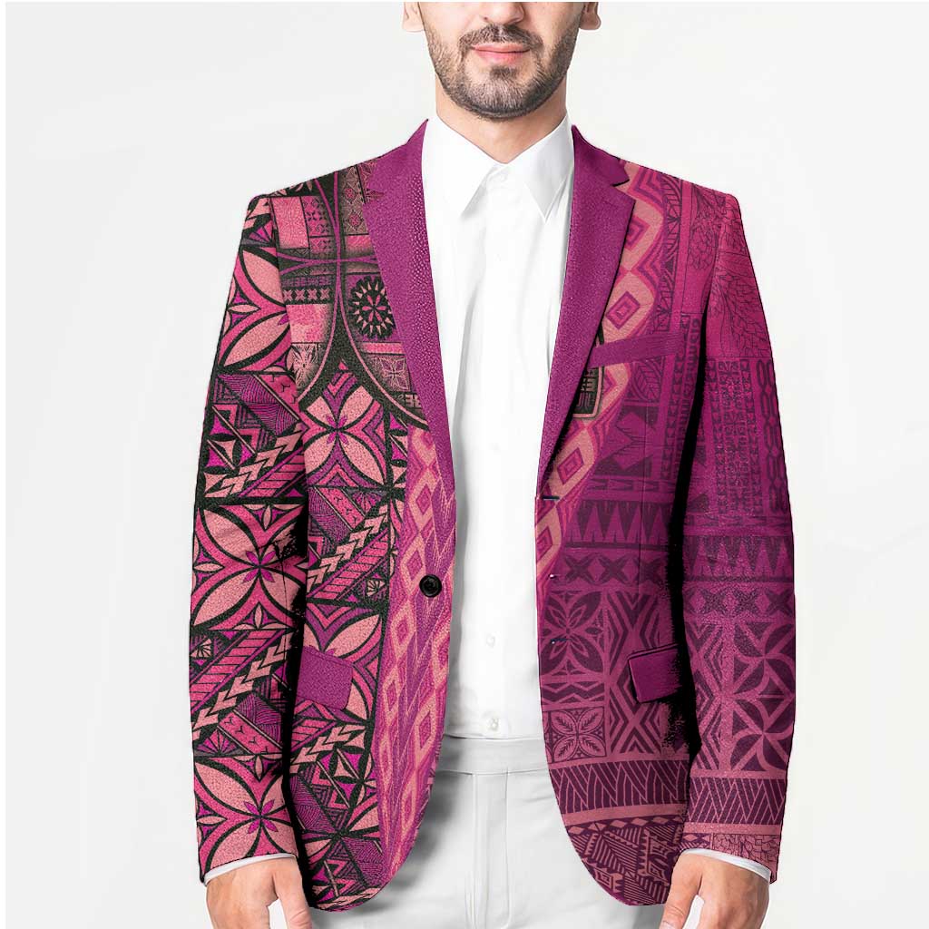 Samoan Pacific Tribal Flower Geometric Art Tattoos Blazer Siapo Pattern Romantic Rose - Polynesian Pride