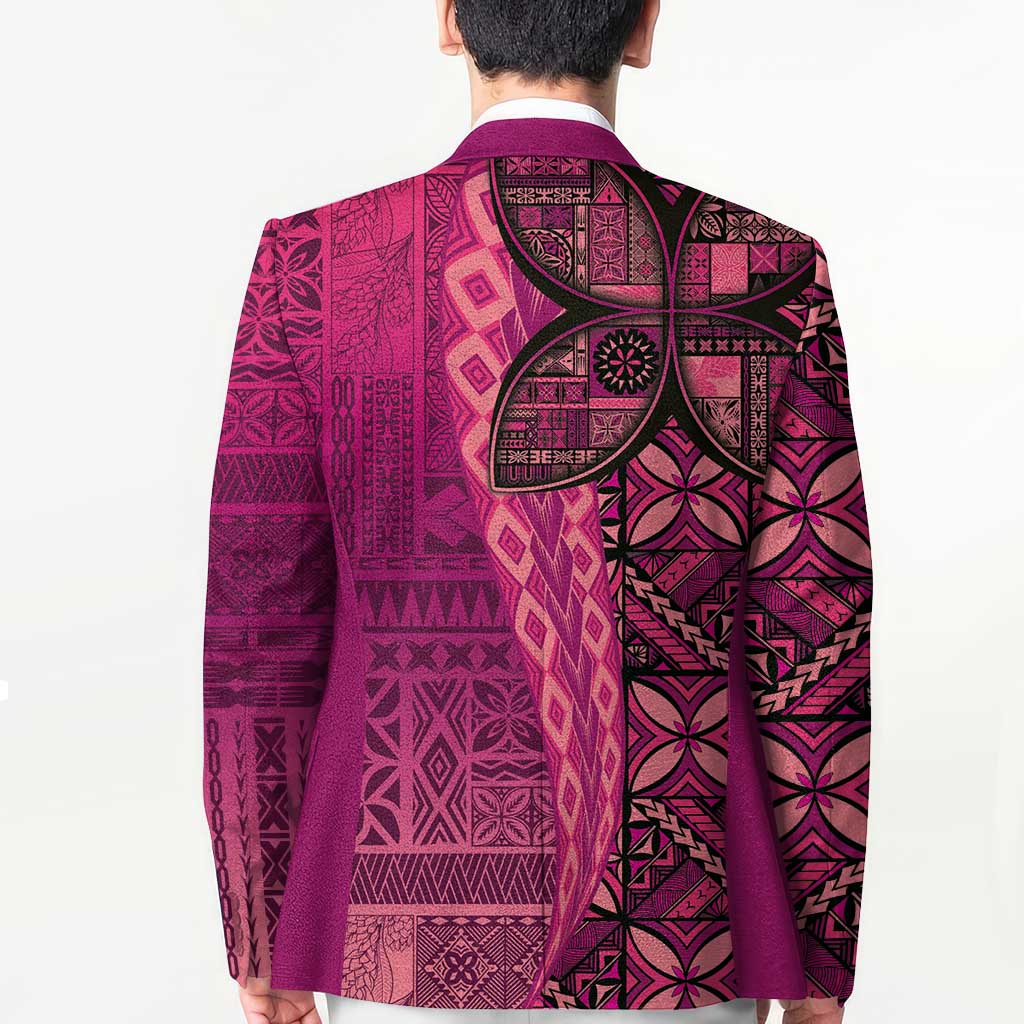 Samoan Pacific Tribal Flower Geometric Art Tattoos Blazer Siapo Pattern Romantic Rose - Polynesian Pride