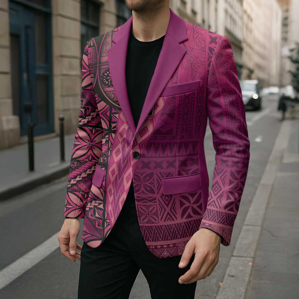 Samoan Pacific Tribal Flower Geometric Art Tattoos Blazer Siapo Pattern Romantic Rose - Polynesian Pride