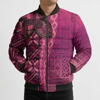 Samoan Pacific Tribal Flower Geometric Art Tattoos Bomber Puffer Jacket Siapo Pattern Romantic Rose LT03 - Polynesian Pride