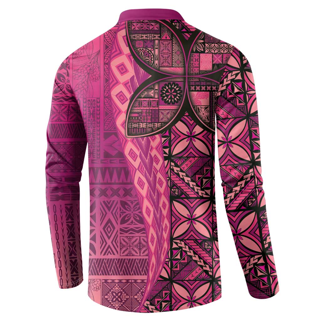 Samoan Pacific Tribal Flower Geometric Art Tattoos Button Sweatshirt Siapo Pattern Romantic Rose LT03 - Polynesian Pride