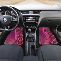 Samoan Pacific Tribal Flower Geometric Art Tattoos Car Mats Siapo Pattern Romantic Rose LT03 Set 2pcs - Front Pink - Polynesian Pride