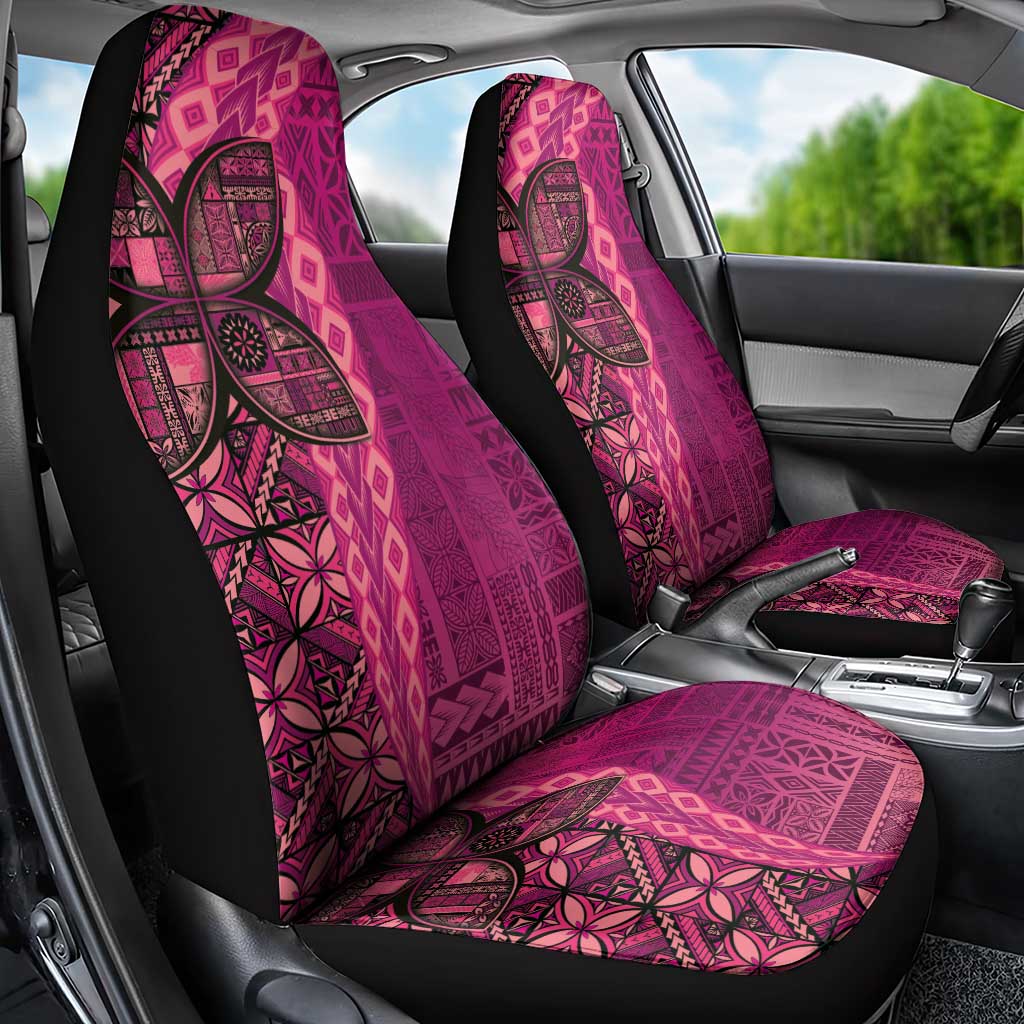 Samoan Pacific Tribal Flower Geometric Art Tattoos Car Seat Cover Siapo Pattern Romantic Rose - Polynesian Pride