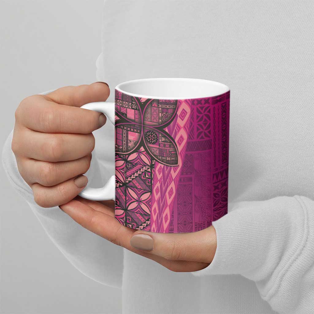 Samoan Pacific Tribal Flower Geometric Art Tattoos Ceramic Mug Siapo Pattern Romantic Rose - Polynesian Pride