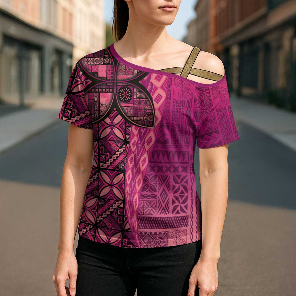 Samoan Pacific Tribal Flower Geometric Art Tattoos Cross Shoulder Shirt Siapo Pattern Romantic Rose LT03 - Polynesian Pride