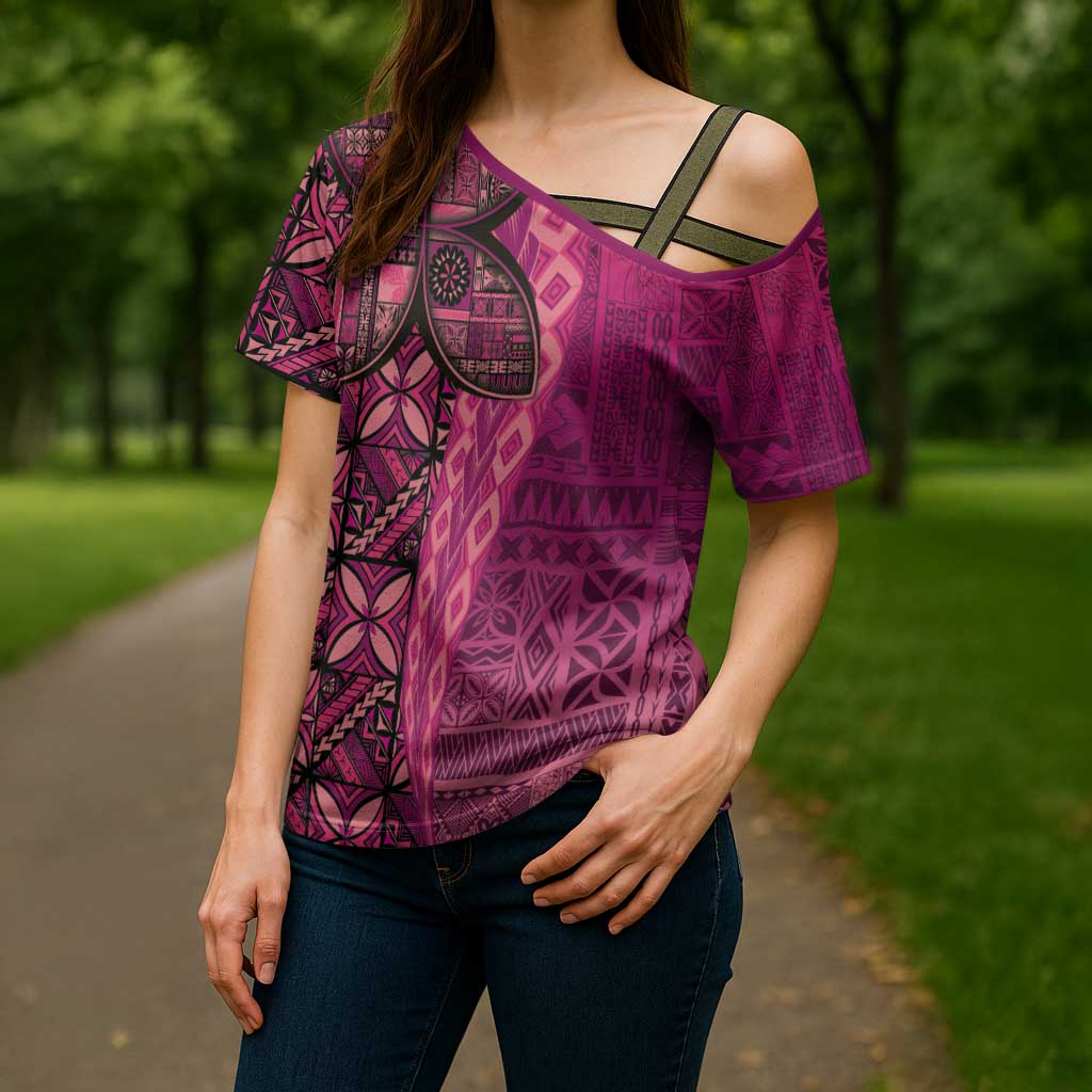 Samoan Pacific Tribal Flower Geometric Art Tattoos Cross Shoulder Shirt Siapo Pattern Romantic Rose LT03 - Polynesian Pride