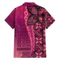 Samoan Pacific Tribal Flower Geometric Art Tattoos Family Matching Off The Shoulder Long Sleeve Dress and Hawaiian Shirt Siapo Pattern Romantic Rose - Polynesian Pride