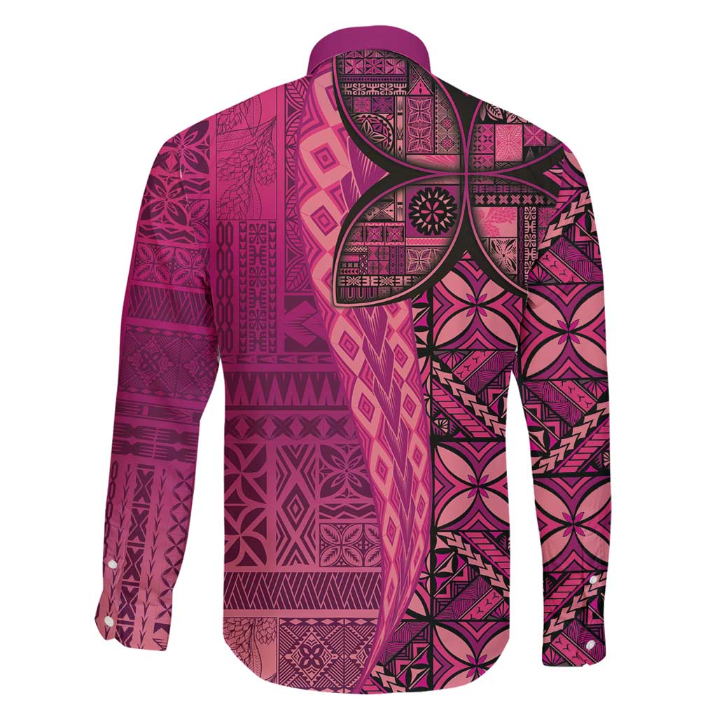 Samoan Pacific Tribal Flower Geometric Art Tattoos Family Matching Short Sleeve Bodycon Dress and Hawaiian Shirt Siapo Pattern Romantic Rose - Polynesian Pride