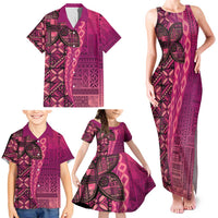 Samoan Pacific Tribal Flower Geometric Art Tattoos Family Matching Tank Maxi Dress and Hawaiian Shirt Siapo Pattern Romantic Rose - Polynesian Pride