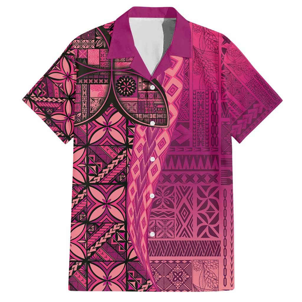 Samoan Pacific Tribal Flower Geometric Art Tattoos Hawaiian Shirt Siapo Pattern Romantic Rose LT03 Pink - Polynesian Pride