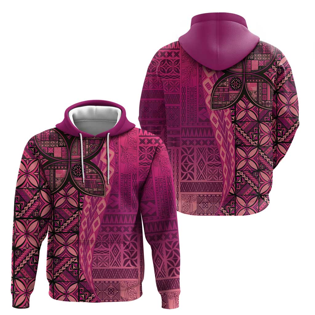 Samoan Pacific Tribal Flower Geometric Art Tattoos Hoodie Siapo Pattern Romantic Rose - Polynesian Pride