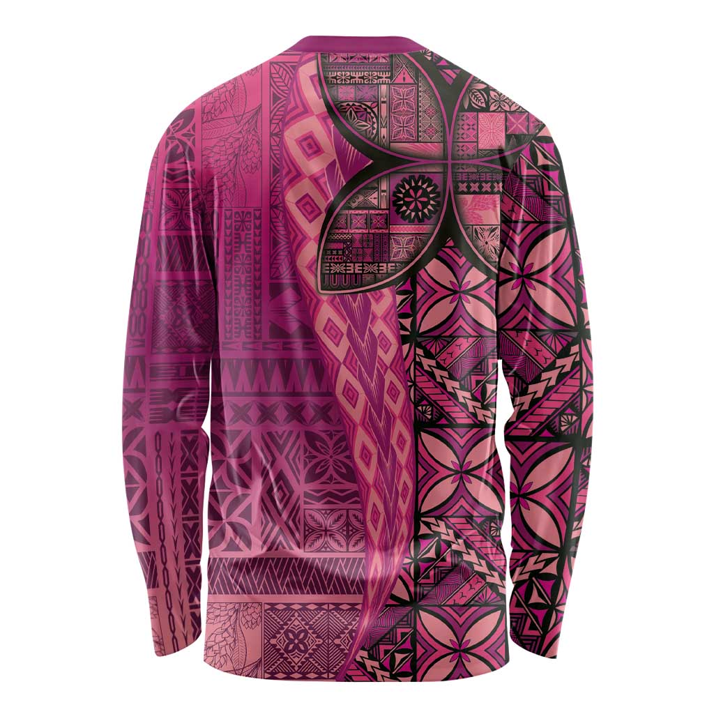 Samoan Pacific Tribal Flower Geometric Art Tattoos Long Sleeve Shirt Siapo Pattern Romantic Rose LT03 - Polynesian Pride