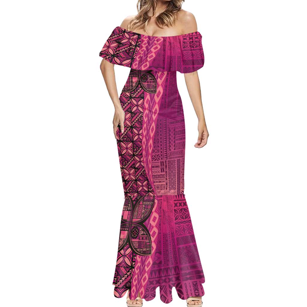 Samoan Pacific Tribal Flower Geometric Art Tattoos Mermaid Dress Siapo Pattern Romantic Rose - Polynesian Pride