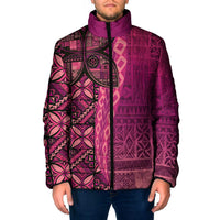 Samoan Pacific Tribal Flower Geometric Art Tattoos Padded Jacket Siapo Pattern Romantic Rose LT03 Pink - Polynesian Pride
