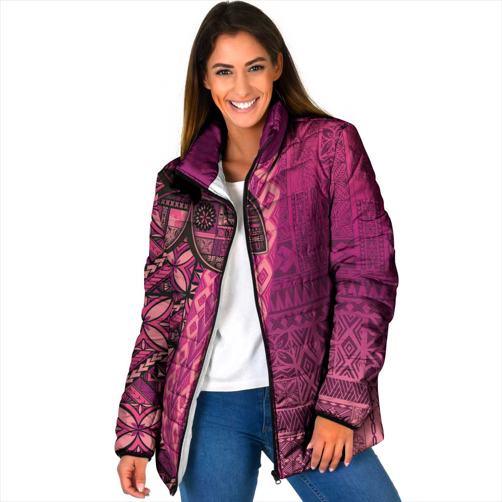 Samoan Pacific Tribal Flower Geometric Art Tattoos Padded Jacket Siapo Pattern Romantic Rose LT03 - Polynesian Pride