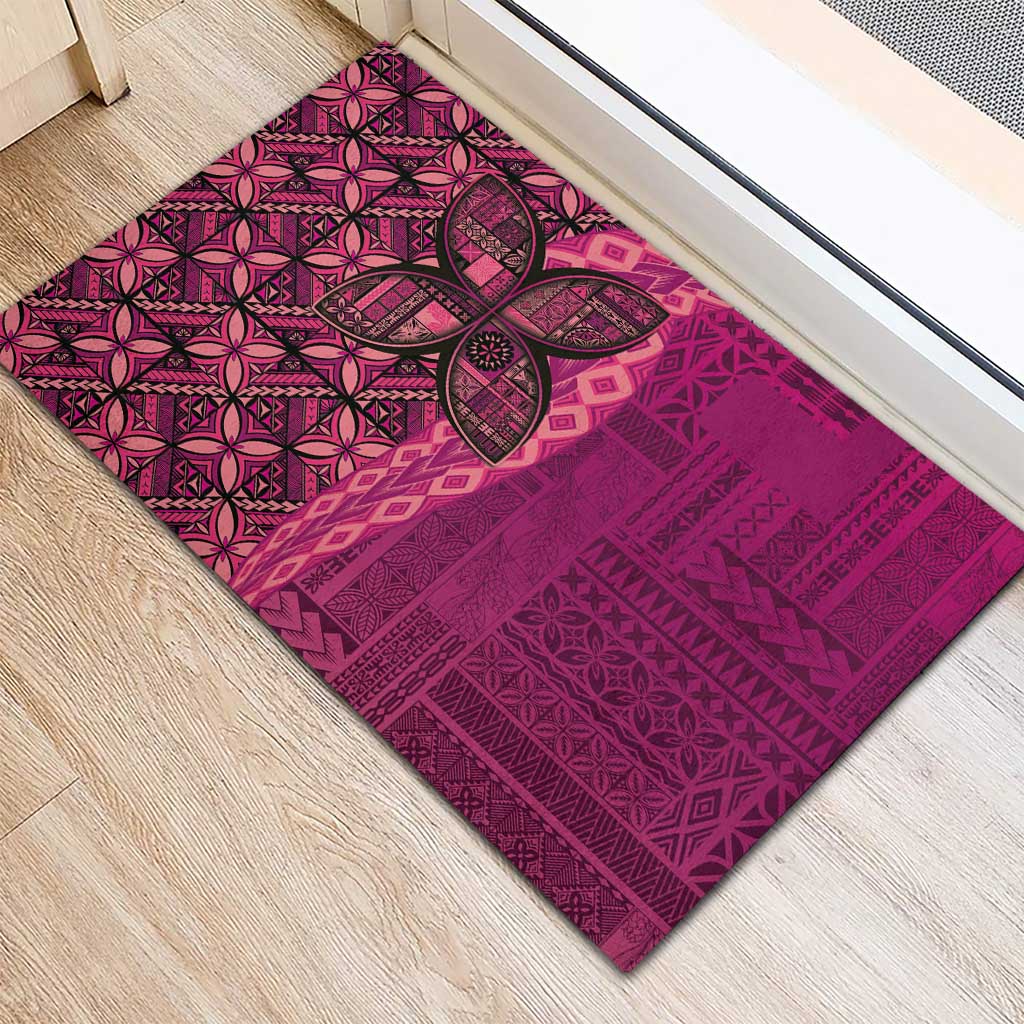 Samoan Pacific Tribal Flower Geometric Art Tattoos Rubber Doormat Siapo Pattern Romantic Rose LT03 - Polynesian Pride