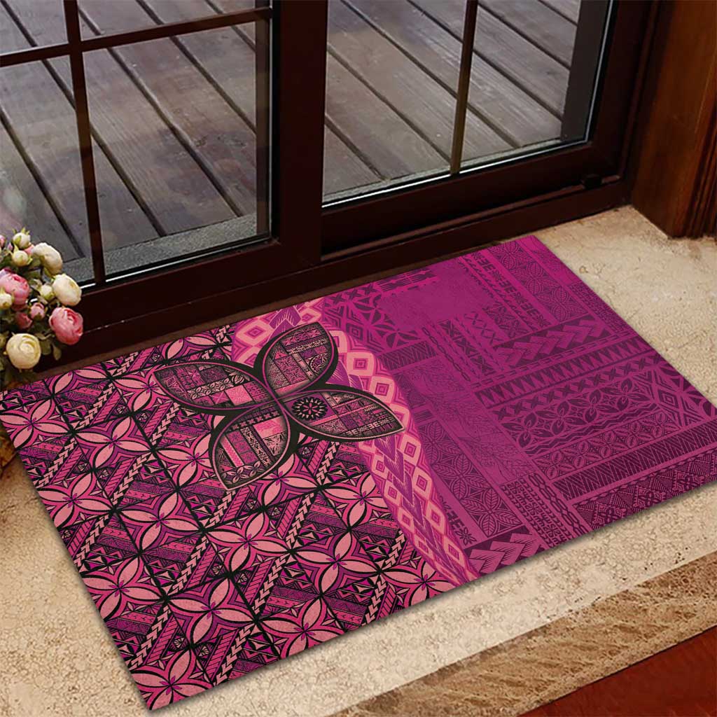 Samoan Pacific Tribal Flower Geometric Art Tattoos Rubber Doormat Siapo Pattern Romantic Rose LT03 - Polynesian Pride