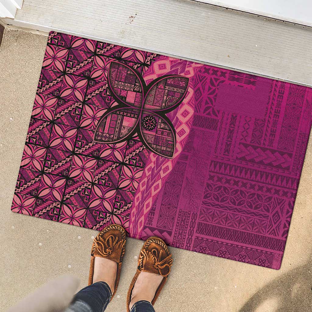 Samoan Pacific Tribal Flower Geometric Art Tattoos Rubber Doormat Siapo Pattern Romantic Rose LT03 - Polynesian Pride