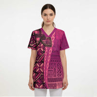 Samoan Pacific Tribal Flower Geometric Art Tattoos Scrub Top Siapo Pattern Romantic Rose LT03 - Polynesian Pride