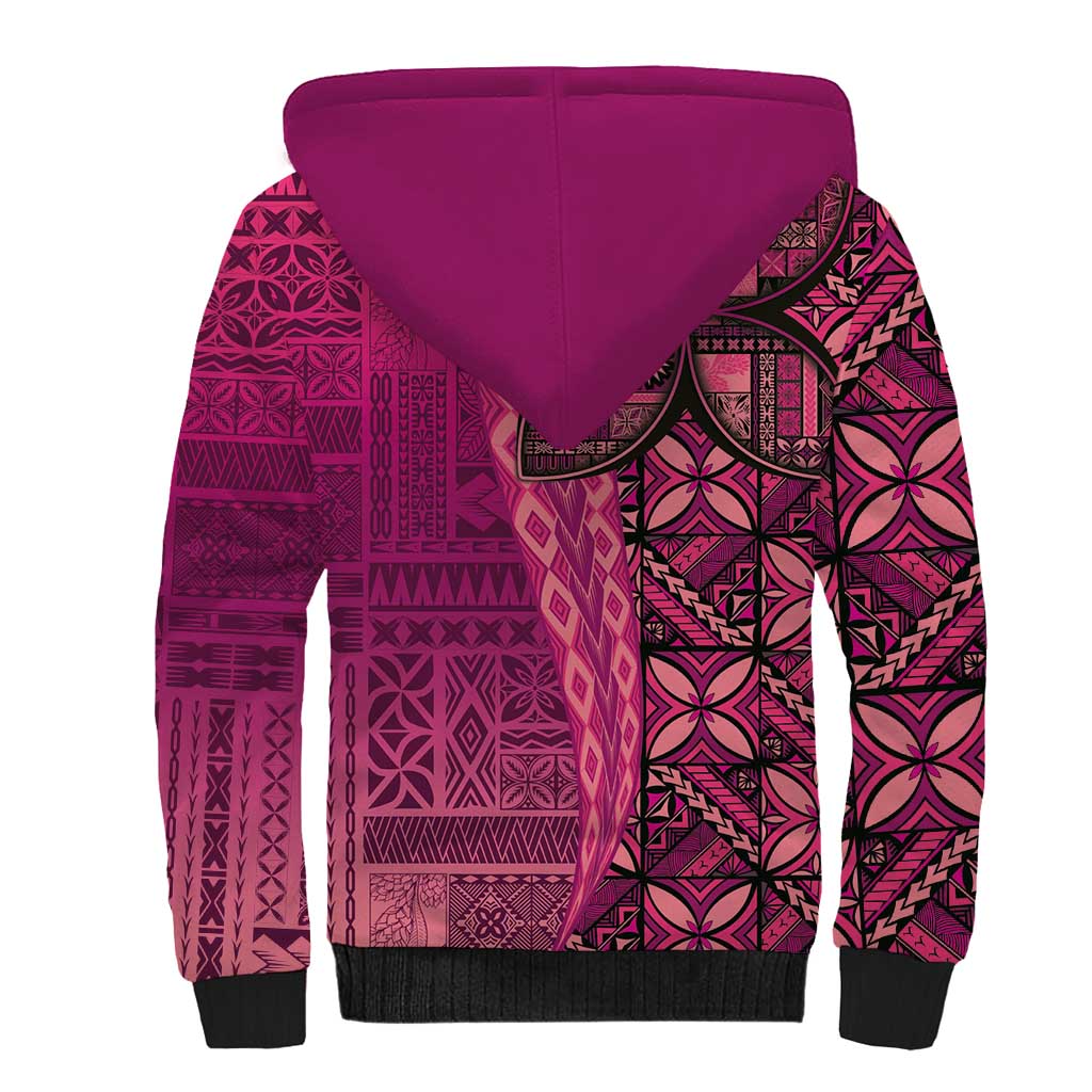 Samoan Pacific Tribal Flower Geometric Art Tattoos Sherpa Hoodie Siapo Pattern Romantic Rose LT03 - Polynesian Pride