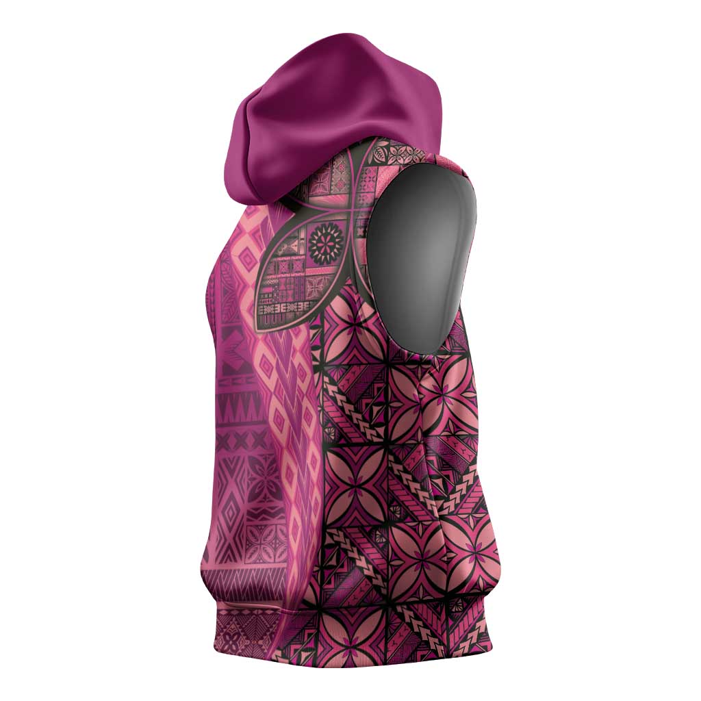 Samoan Pacific Tribal Flower Geometric Art Tattoos Sleeveless Hoodie Siapo Pattern Romantic Rose LT03 - Polynesian Pride