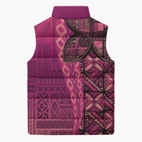 Samoan Pacific Tribal Flower Geometric Art Tattoos Sleeveless Puffer Jacket Siapo Pattern Romantic Rose LT03 - Polynesian Pride