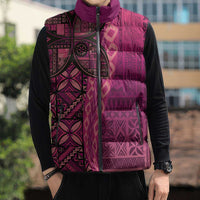 Samoan Pacific Tribal Flower Geometric Art Tattoos Sleeveless Puffer Jacket Siapo Pattern Romantic Rose LT03 - Polynesian Pride