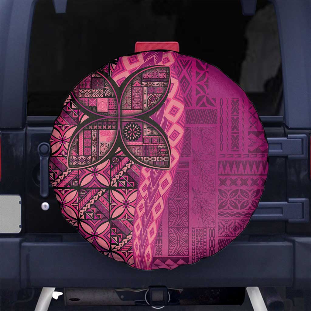 Samoan Pacific Tribal Flower Geometric Art Tattoos Spare Tire Cover Siapo Pattern Romantic Rose - Polynesian Pride
