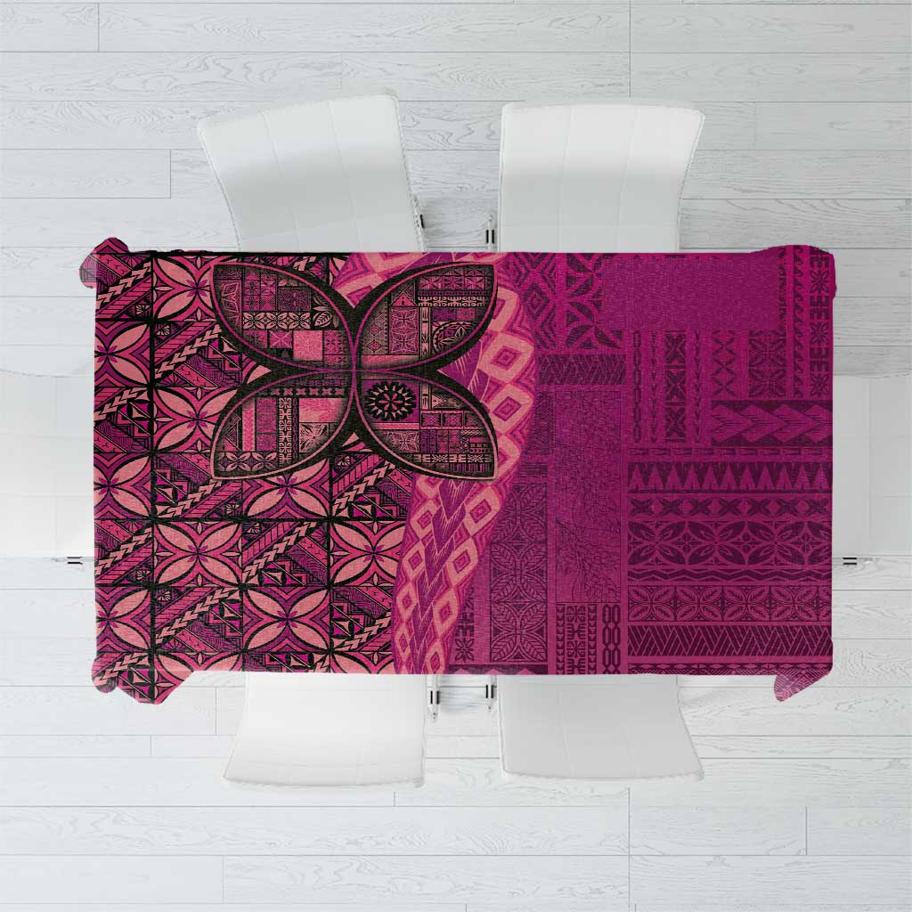 Samoan Pacific Tribal Flower Geometric Art Tattoos Tablecloth Siapo Pattern Romantic Rose LT03 Pink - Polynesian Pride