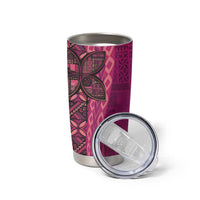 Samoan Pacific Tribal Flower Geometric Art Tattoos Tumbler Cup Siapo Pattern Romantic Rose - Polynesian Pride