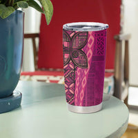 Samoan Pacific Tribal Flower Geometric Art Tattoos Tumbler Cup Siapo Pattern Romantic Rose - Polynesian Pride