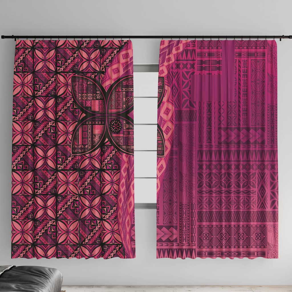 Samoan Pacific Tribal Flower Geometric Art Tattoos Window Curtain Siapo Pattern Romantic Rose - Polynesian Pride