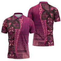 Samoan Pacific Tribal Flower Geometric Art Tattoos Zipper Polo Shirt Siapo Pattern Romantic Rose LT03 - Polynesian Pride